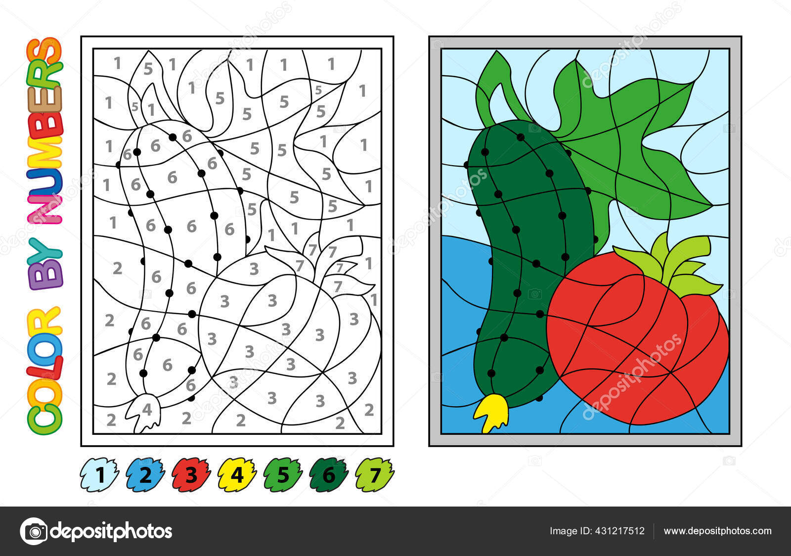 We paint by numbers. Puzzle game for children education. Numbers